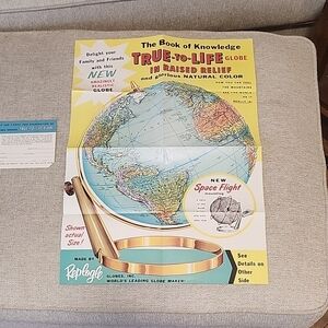 Vintage 1950's Sales Ad For The Book of Knowledge True to Life Globe
